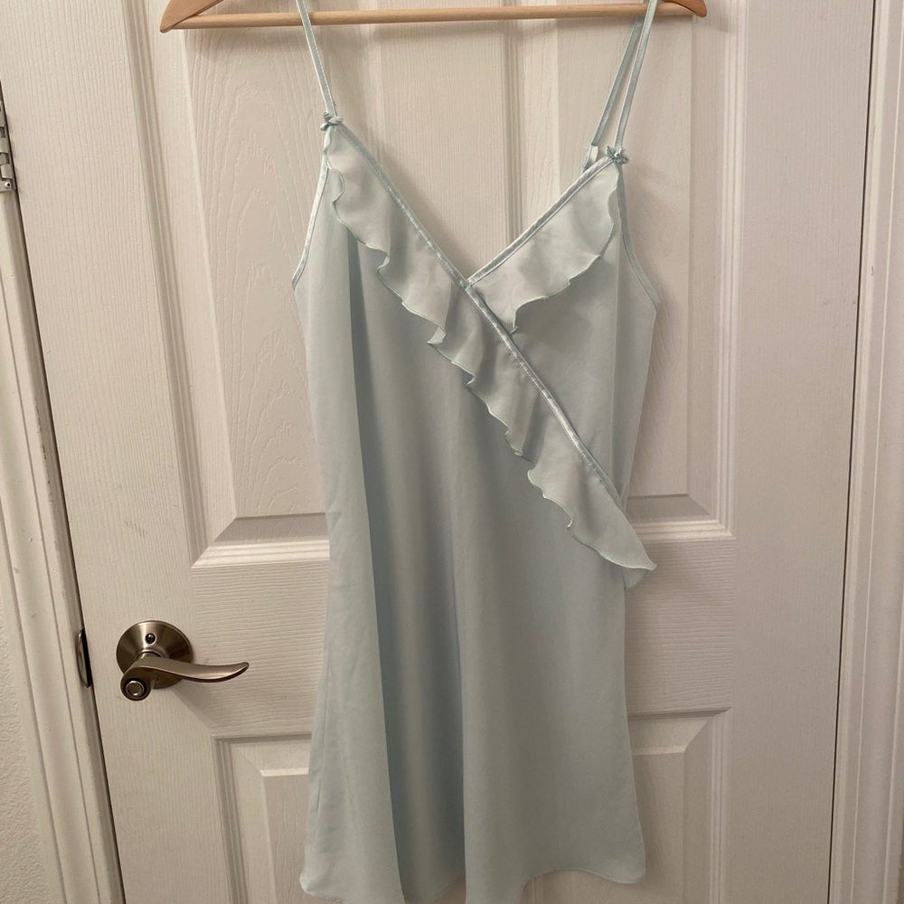 blue slip dress